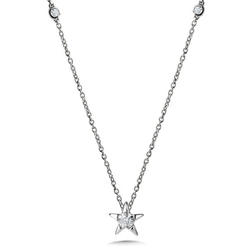 Sterling Silver Diamond Star Trendy Diamond Necklaces